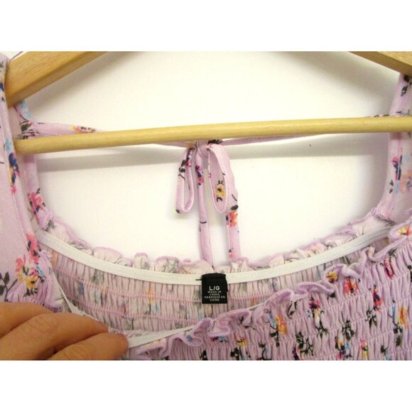 LORD & TAYLOR Design Lab Women's Lavender Floral Long Sleeve Top Large - NWT - Picture 2 of 15